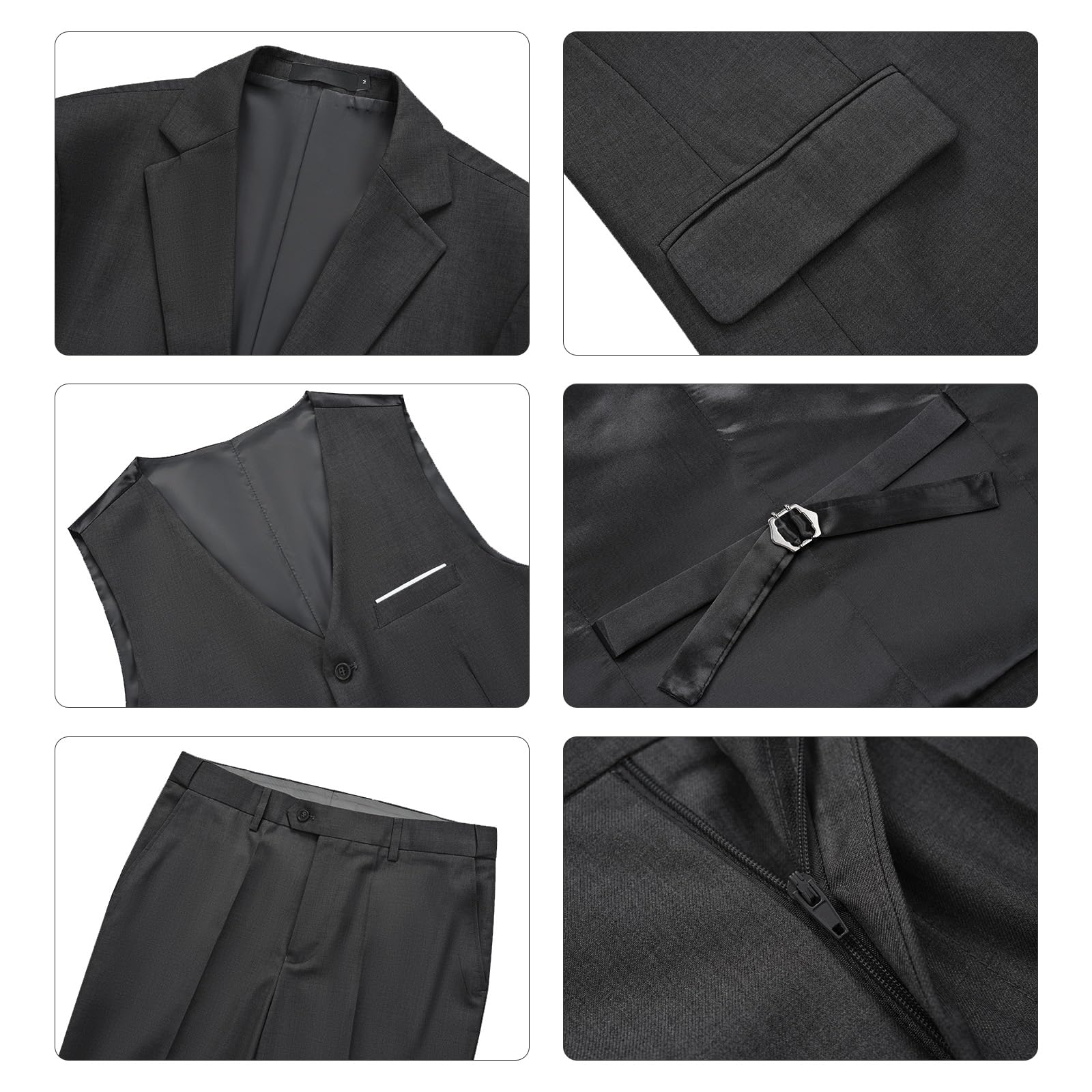 Costumes Hommes Slim Fit 3 Pièces à Deux Boutons Vests de Smoking Formel Mariage Suits Blazer Veste Gilet et Pantalon