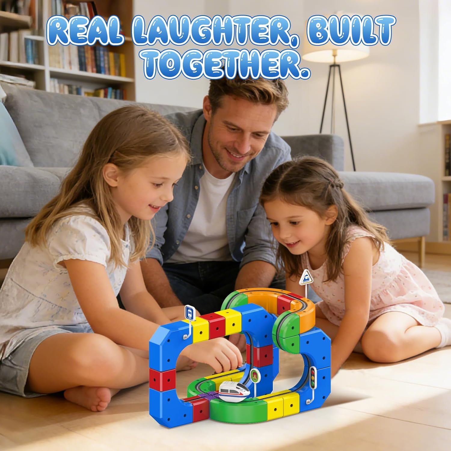 3D Anti-Gravity Electric Train Set for Kids Ages 4-8 - 58 PCS Flexible DIY Race Track Building Toy(33 Track Blocks, 1 Motorized Train, Accessories), STEM Educational Birthday Gift for Boys Girls