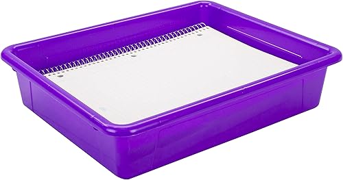 Miniatura 5 de Storex Bandeja de almacenamiento plana tamaño carta, contenedor organizador para aula, oficina y hogar, violeta, paquete de 5 (62521U05C)