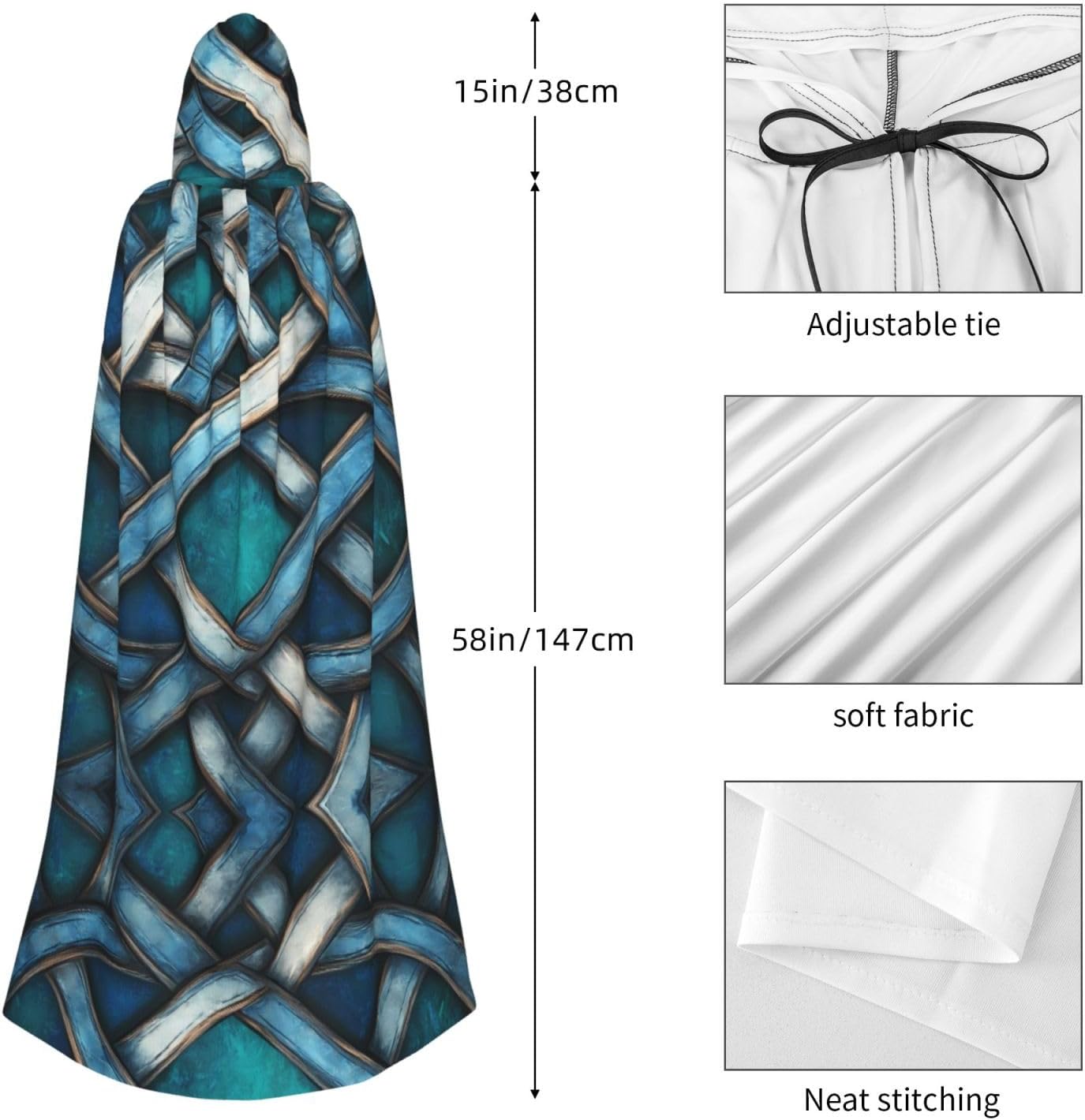 Colorful Celtic Knot Patterned hooded cape, robe Cosplay costume for men and women, Halloween adult role play costume