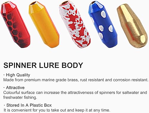 Miniatura 3 de OROOTL Fishing Spinner Lure Bodies Kit, Brass Lure Bodies for Spinner Making Painted Lure Weights Fish Eye Beads Assortment Inline Spinnerbaits