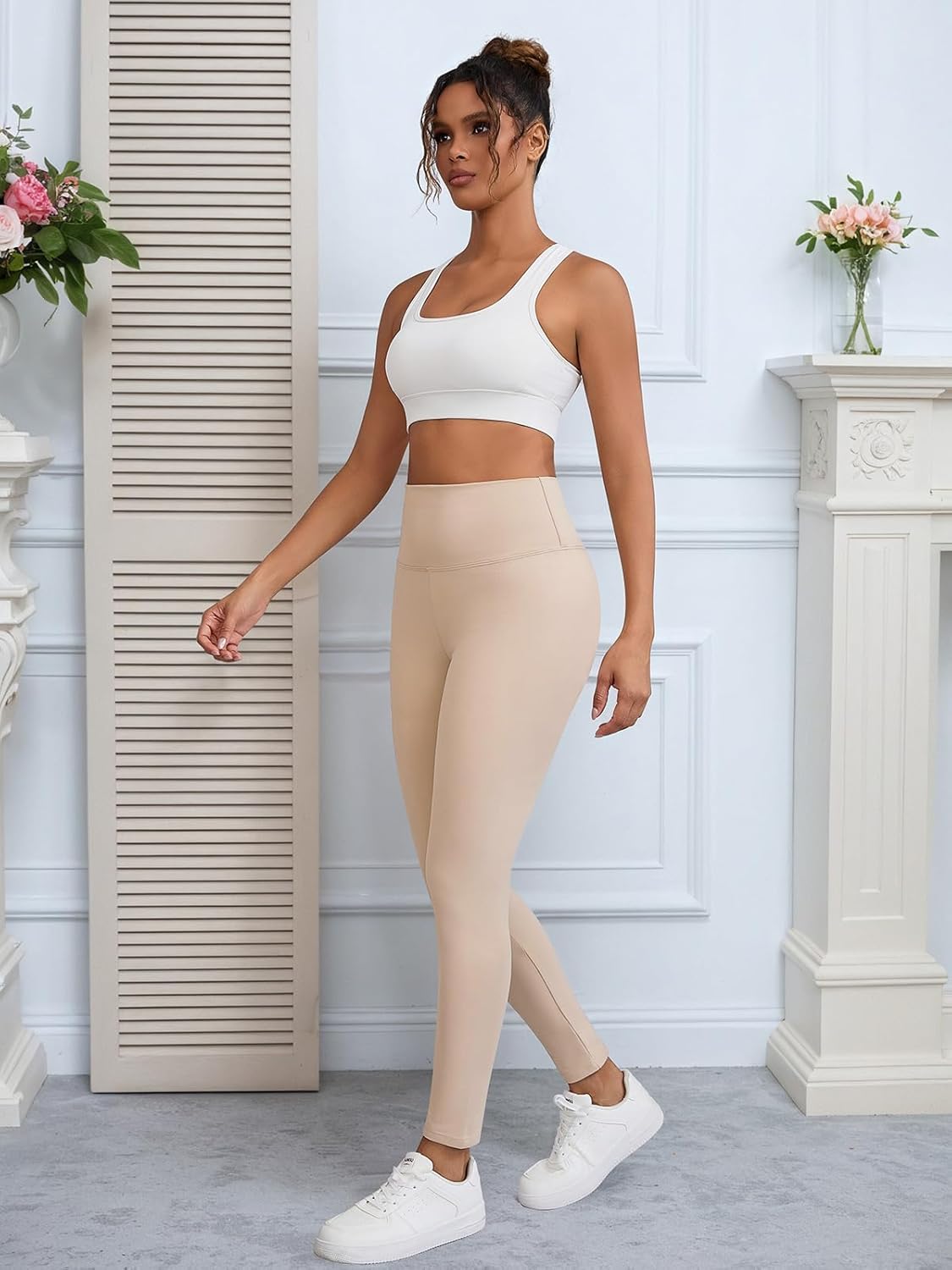 QIANXIZHAN Women's High Waisted Leggings, Thick Yoga Pants Soft Elastic Tummy Control for Workout Athletic - Image 8