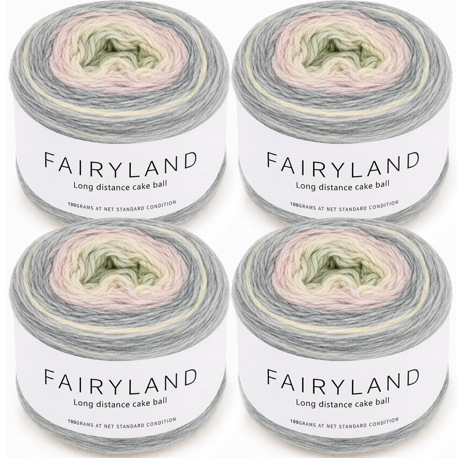 Gradient Yarn Cake 4 x 100g, Crochet Yarn for Crochet and Knitting, Ombre Yarn Cakes, Soft Multicoloured Yarn for Scarves, Shawls, Blankets and DIY Crafts(1166)