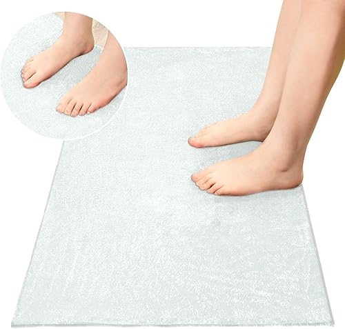 Miniatura 4 de Tapetes de felpa color crema menta para baño, base de goma antideslizante, lavables, alfombra de baño absorbente, 39 x 20 pulgadas