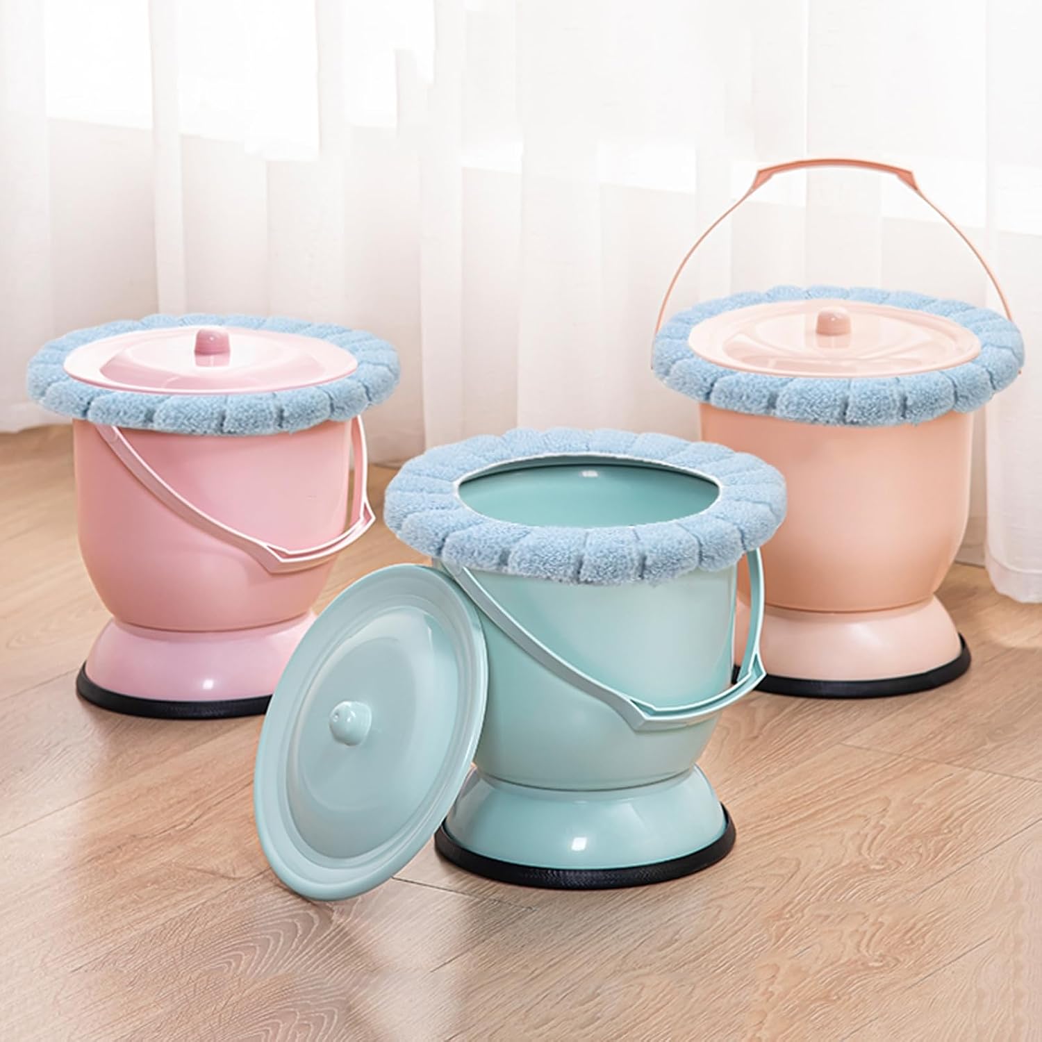 Toilet Night Spittoon Portable Urinal Pan Household Spittoons Chamber Pot Urinal Pail Pot Portable Urine Pot - Spittoon Bedpan at Night Potty Plastic,Pink