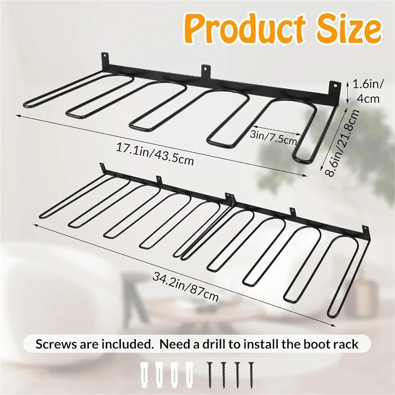 Wader Hangers 1pcs Wall Mounted Boot Rack, Durable Metal Holder for 8 Pairs Storage