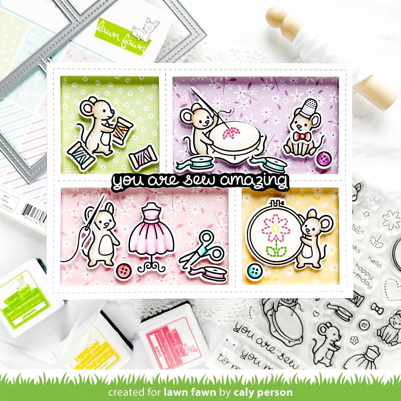 Lawn Fawn - Sew Very Mice - Stamps, Dies and Pocket