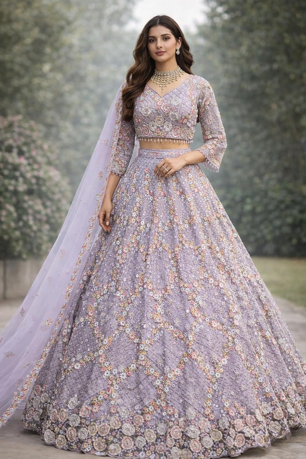 Women’s Butterfly Net Lehenga Choli with Dupatta | Bridal & Party Wear Lehenga Set