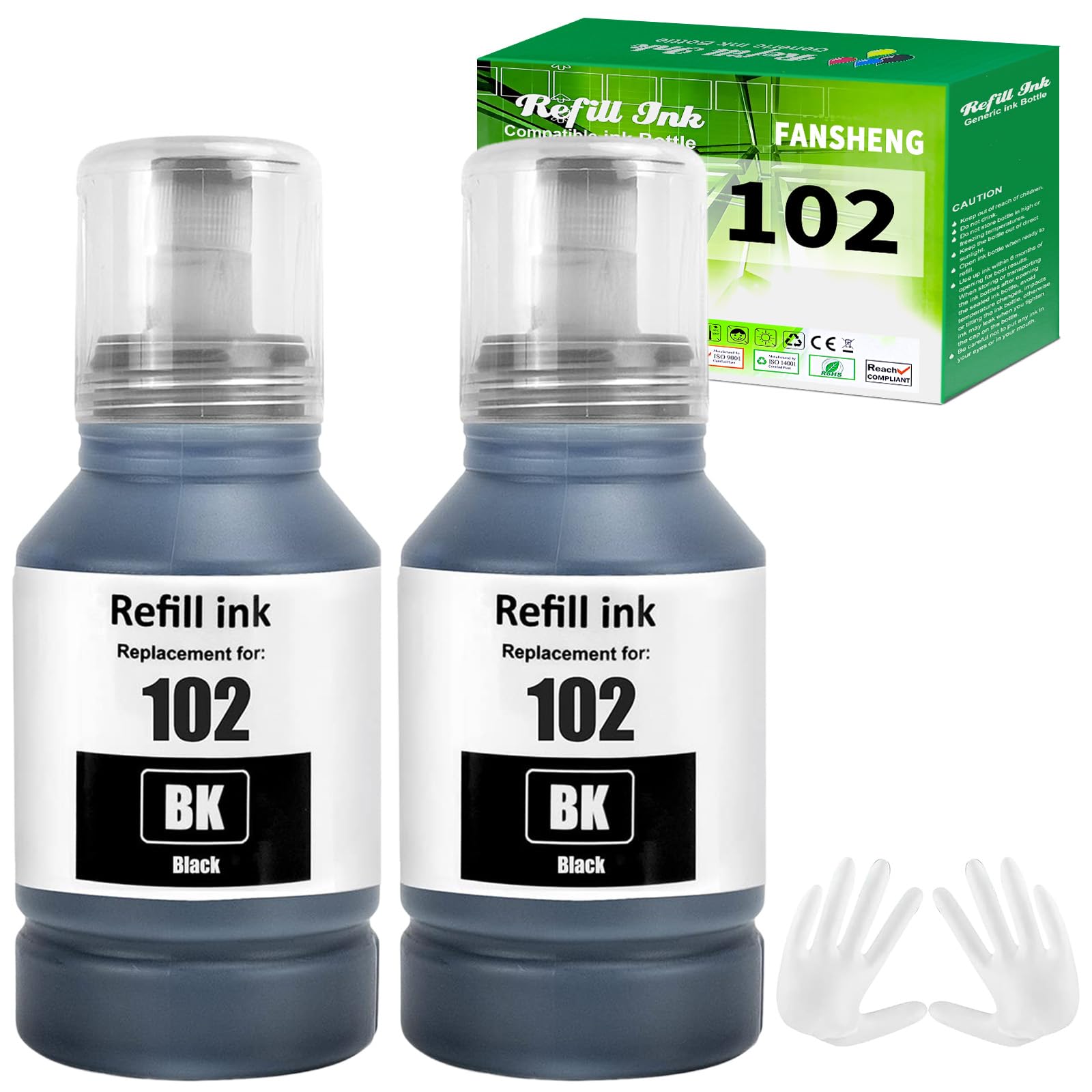 102 Inchiostro Compatibile con Epson 102 Flaconi di Inchiostro per Ecotank ET-2750 ET-4750 ET-4850 ET-3850 ET-2756 ET-2751 ET-2850 ET-2856 ET-3700 ET-3750 ET-4856 ET-15000 (2 Pack, Nerox2)