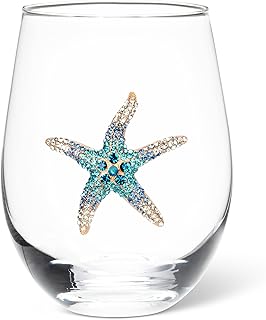 Abbott Collection Stemless Wine Glass with Jewelled Starfish - Glass/Met...