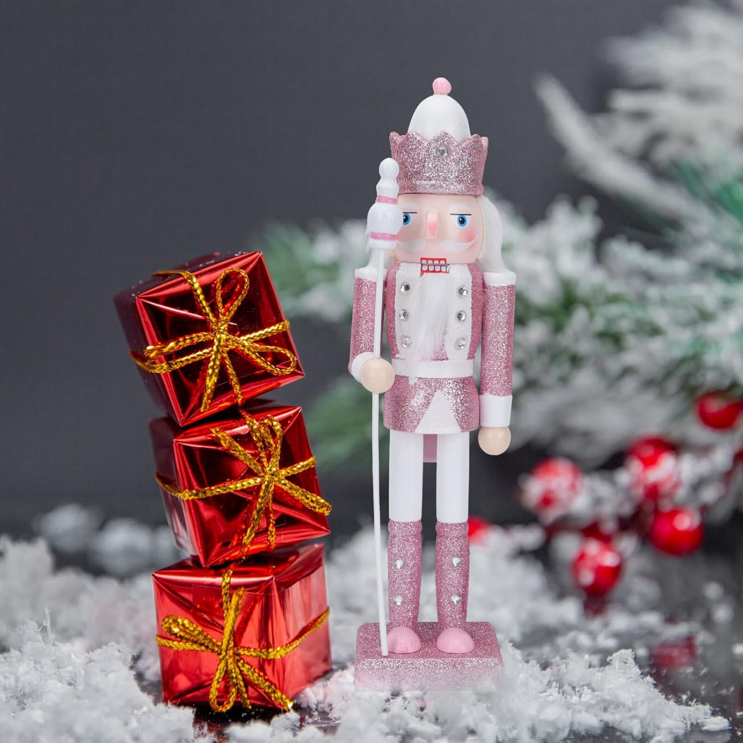 Sewroro Wooden Nutcracker Figure Nutcracker Wooden Nutcracker Soldier Christmas Decorations Ornament for Festival Party Xmas