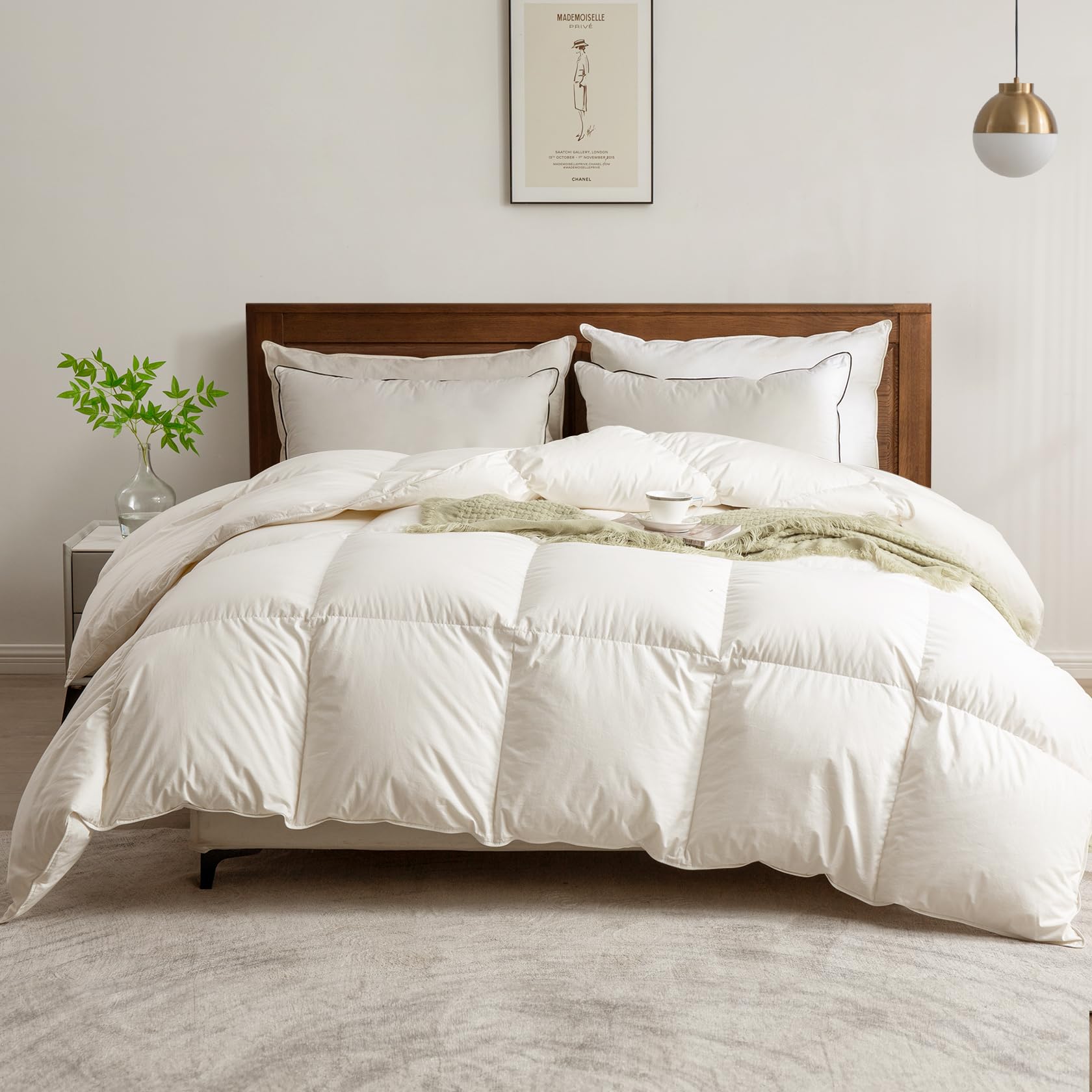 BPC Kołdra puchowa średnia 135x200, kołdra całoroczna | 100% bawełna organiczna, wypełnienie z puchu gęsiego, kołdra zgodna z normami Oeko-Tex i RDS, 135x200 cm, kość słoniowa biała