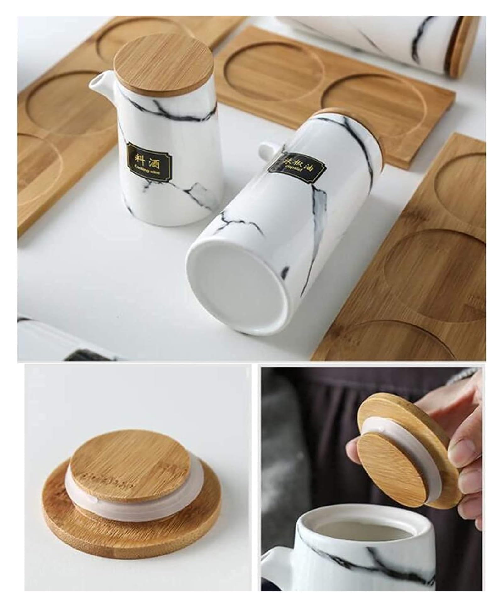 Set Olio e aceto Ampolla for Olio e aceto Home Essentials Bottiglie Dispenser for Olio e aceto in Ceramica con Tappo in Sughero-Bottiglia for Olio Oliera