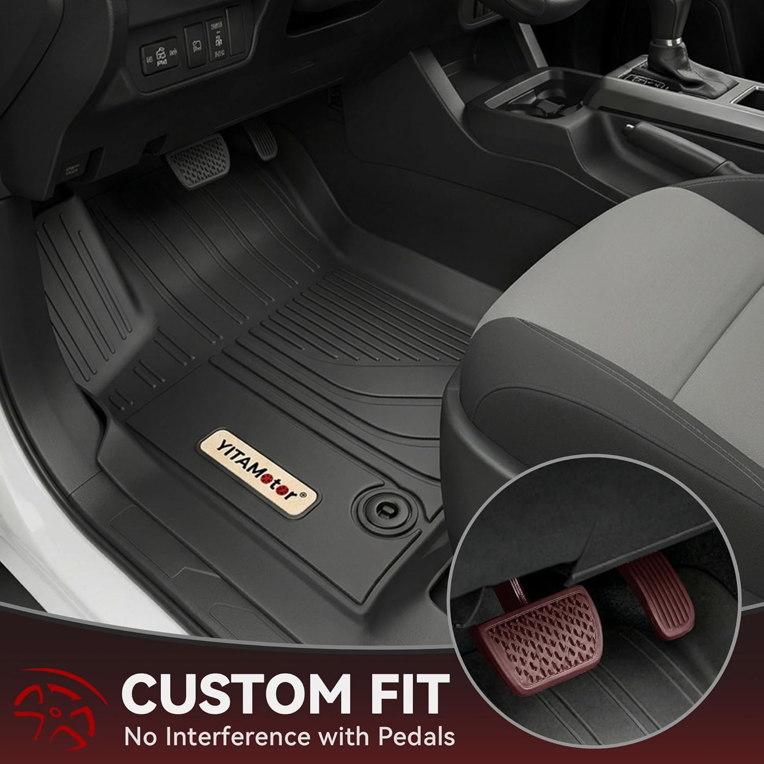 YITAMOTOR Floor Mats for Toyota Tacoma 2016-2023 Double Cab Automatic, Custom Fit All Weather Anti-Slip TPE Rubber Mat, Toyota Tacoma Accessories SR/SR5/TRD/Limited/Trail Floor Liner, 1st & 2nd Row