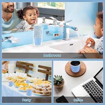 VITVITI 30 PACK Bathroom Mouthwash Cups, Disposable 3.7 OZ Paper Cup, Blue