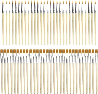 60 PCS Art Paint Brushes,Nylon Light Wood Handle Painting Brush Set | Art brushes,paint brush set,craft paint brushes,30 Flat & 30 Pointed Nylon Brushes,Natural Wood Handle
