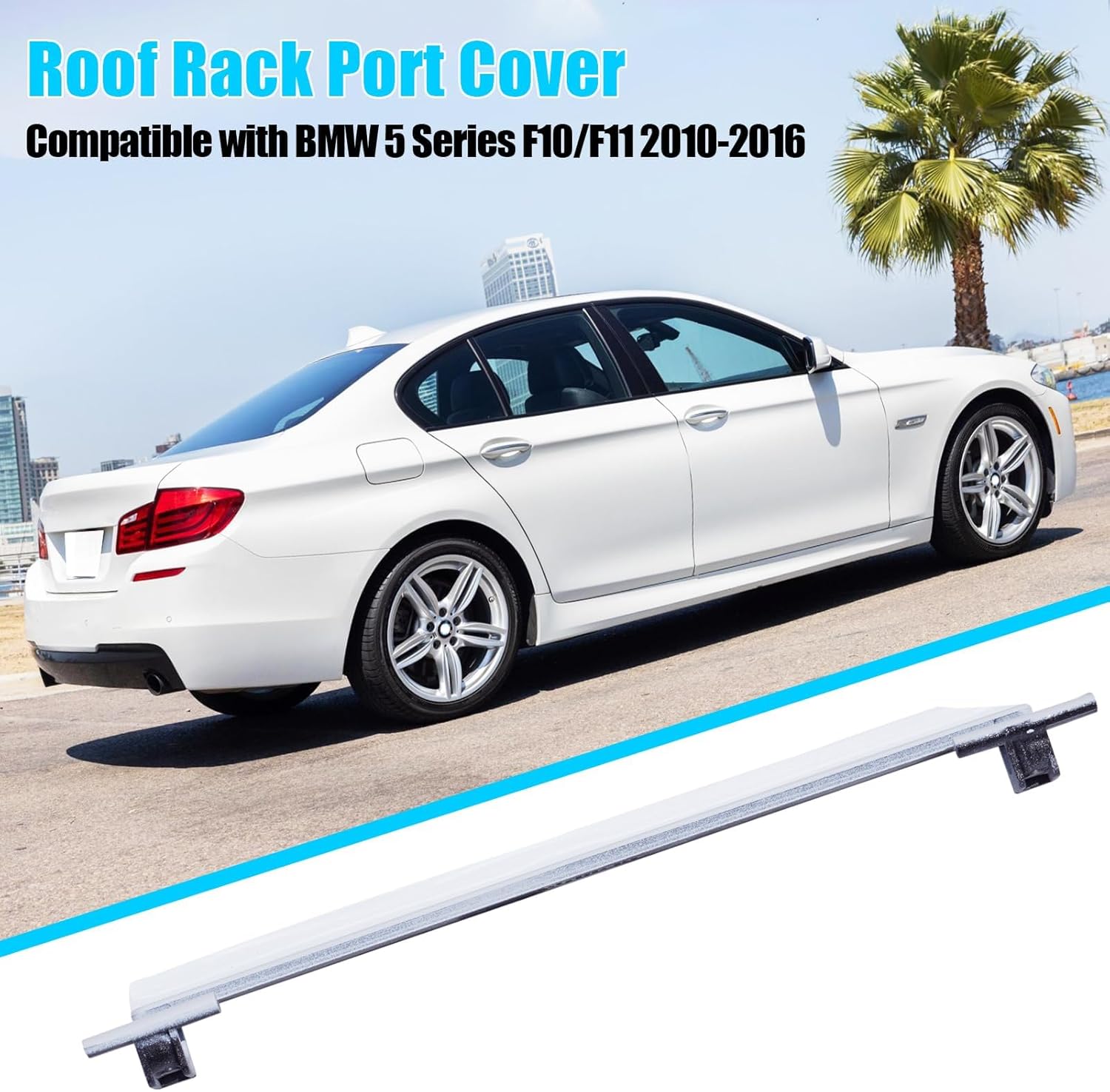 Jaronx Compatible with BMW Roof Rack Port Cover (Alpine White) for 5 Series F10/F11 2010-2016 (NOT FIT 2017+), Roof Rack Molding Port Cap for BMW 528 535 550, Replace for 51137274739 51137274740