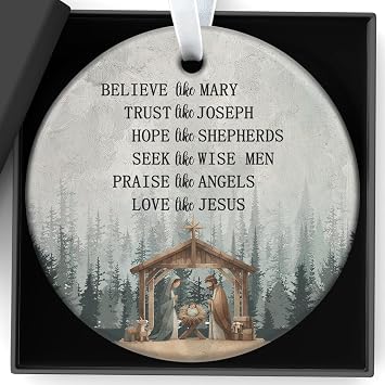 Christmas Ornaments Nativity Scene Nativity Ornaments for Christmas Tree | Religious Decorative Hanging Ornament Keepsake Winter Holiday Christian Gifts Women Family Friend Jesus Birth Xmas Tree Decor