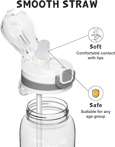 Miniatura 2 de Opard - Botella de agua deportiva de 3032 onzas, con tapa a prueba de fugas y pajilla, sin bisfenol A (BPA), botella de plástico de tritán