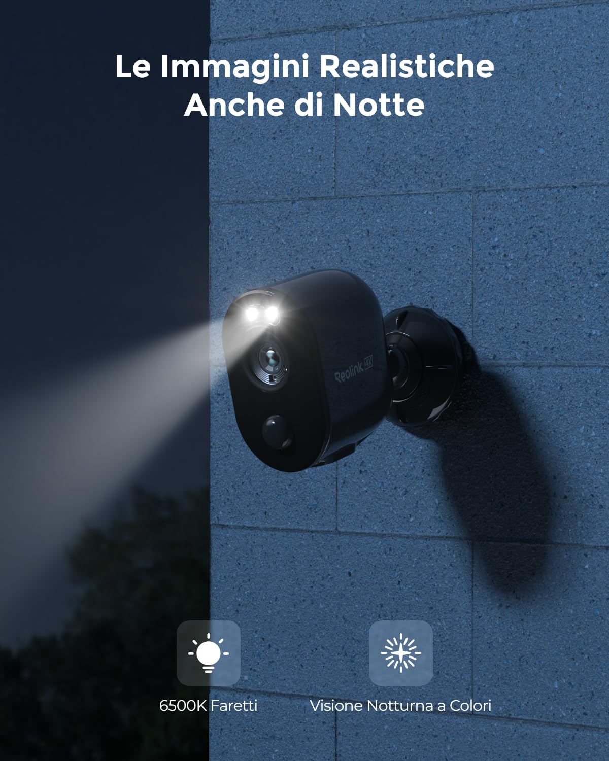 Reolink 4K 8MP Videocamera Sorveglianza Esterno WiFi 2,4/5GHz, Senza Fili | Telecamera WiFi Senza Fili Batteria Solare, Rilevamento Smart, Visione Notturna a Colori, Funziona Alexa, Argus 3 Ultra(Nero)