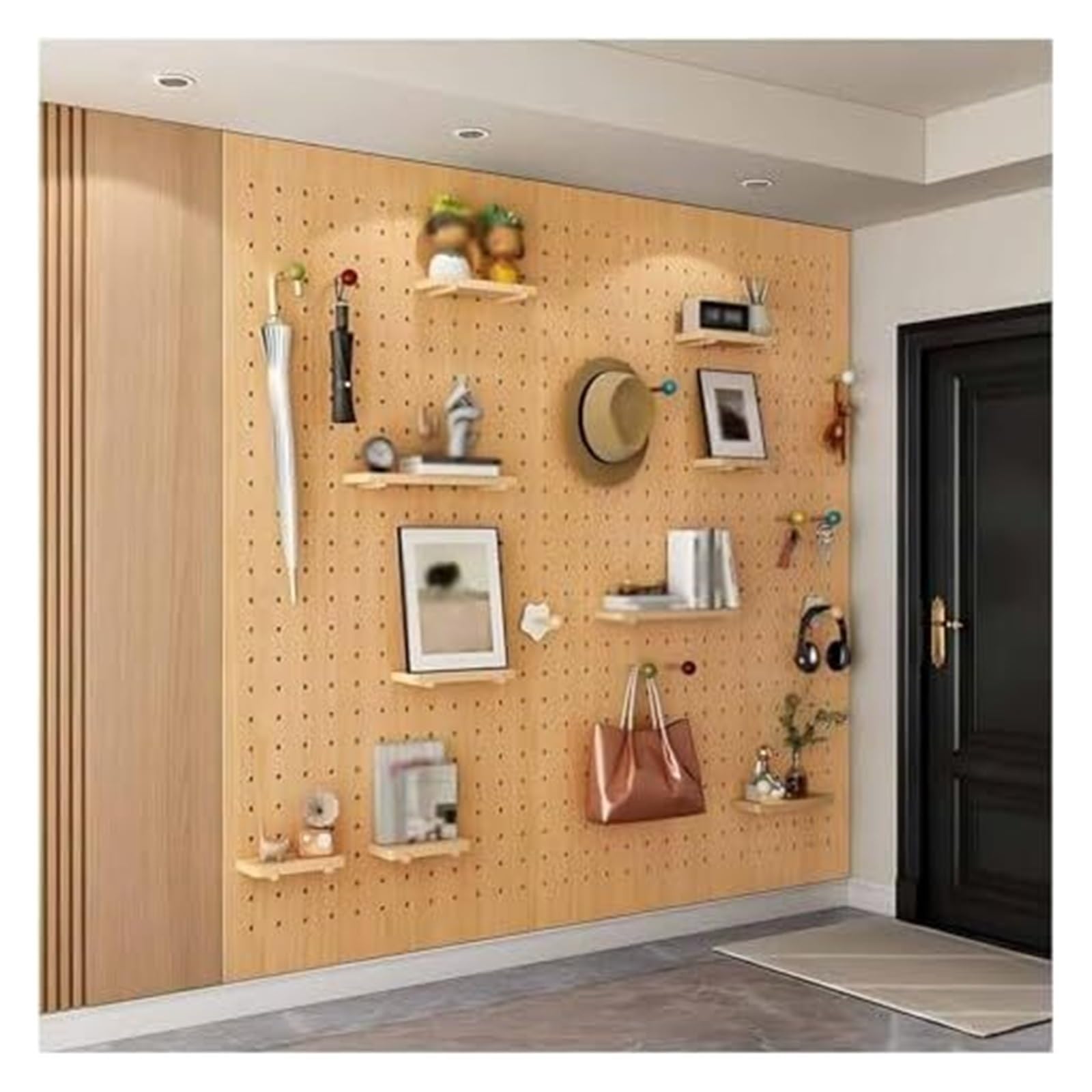 Perforated Board, Wall Organizer, Combination Kit of Perforated Panels Wood 16 mm Thickness for Wall Mounting (Beige, 60 x 80 cm)