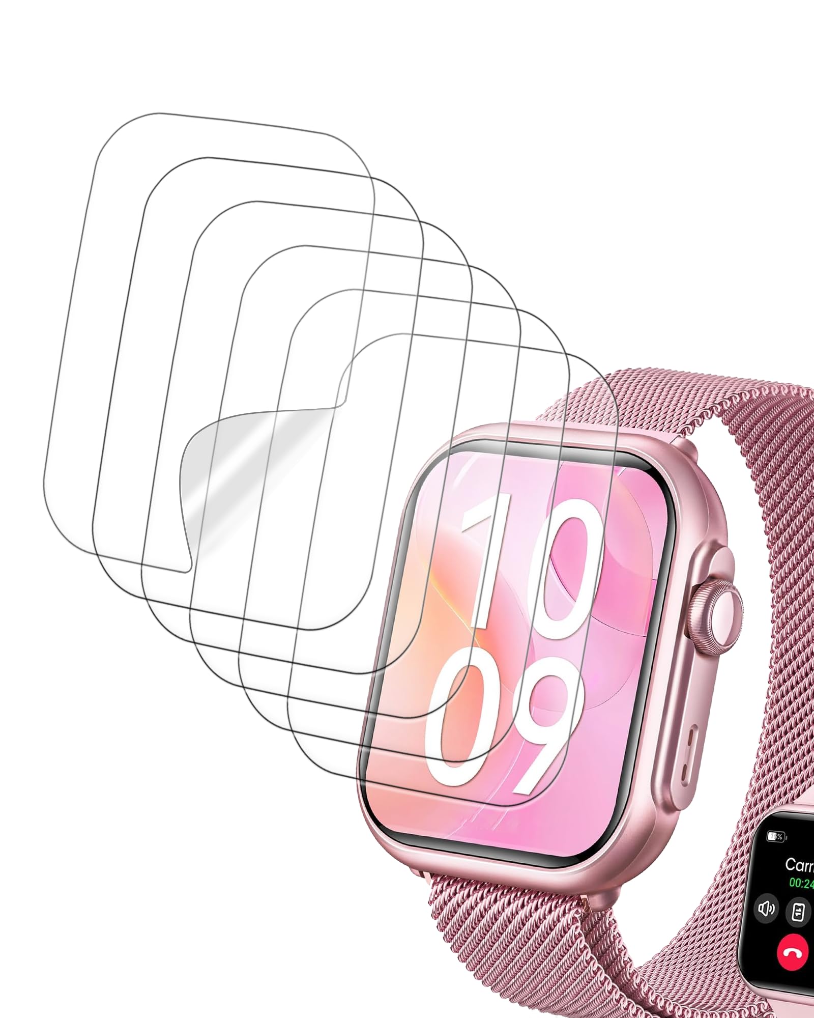 BOVUGAC Pellicola protettiva per smartwatch SWGOTA G62 da 1,85 pollici, in TPU trasparente, compatibile con smartwatch SWGOTA G62, antigraffio, ultra sottile, confezione da 6