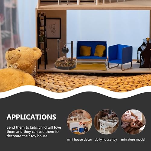 Miniatura 9 de Zerodeko Estufa en miniatura para casa de muñecas, estufa de leña para simulación, estufa colgante en miniatura, casa de muñecas, decoración de