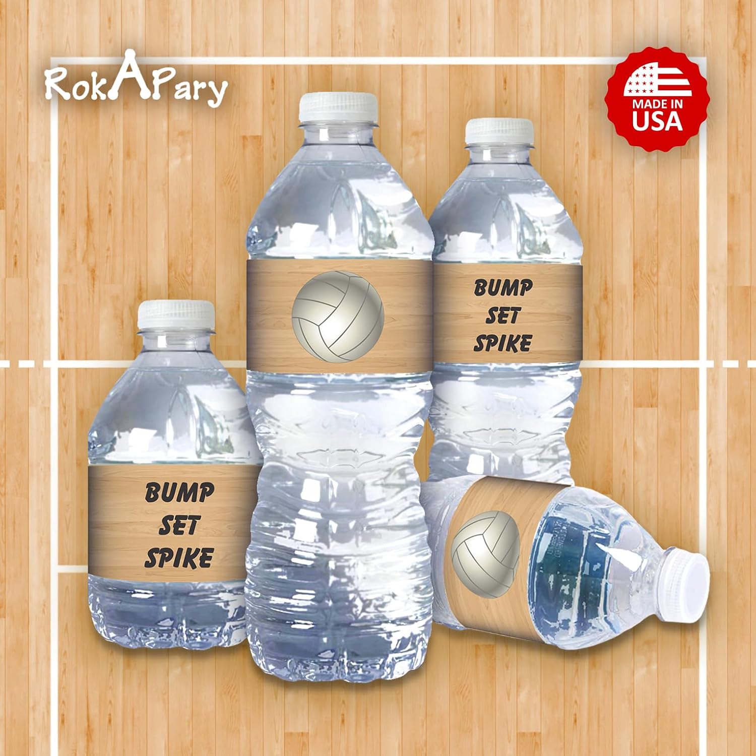 25 Sports Volleyball Water Bottle Labels, Waterproof Water Bottle Wrappers, Great Stickers for Birthday Party, Baby Shower, Wedding, Graduation, or Any Family Event Decorations, Made in USA