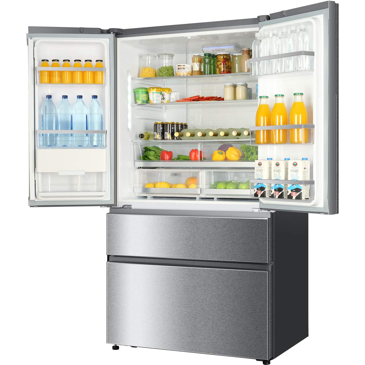 Haier HB26FSSAAA - Frigorifero americano senza gelo a tubo, in acciaio inox, classificato E