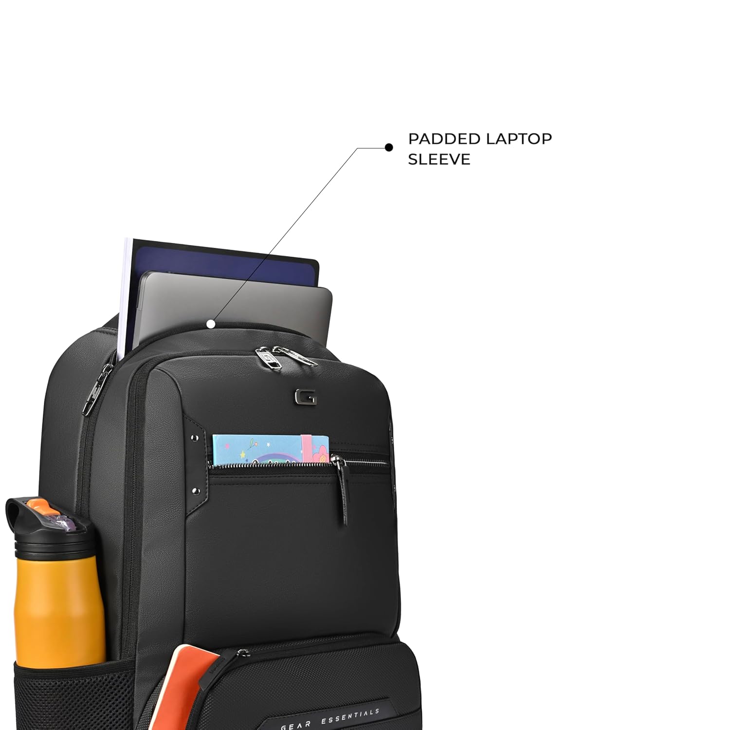 Gear Quantum 3 18"/29L Antitheft Large Faux Leather Water Resistant Laptop backpack with Raincover/Laptop backpack/Casual Backpack/Daypack/Travel Backpack/College Bag For Men/Women(Black-Black) 14 71DFuMw0dfL. SL1500