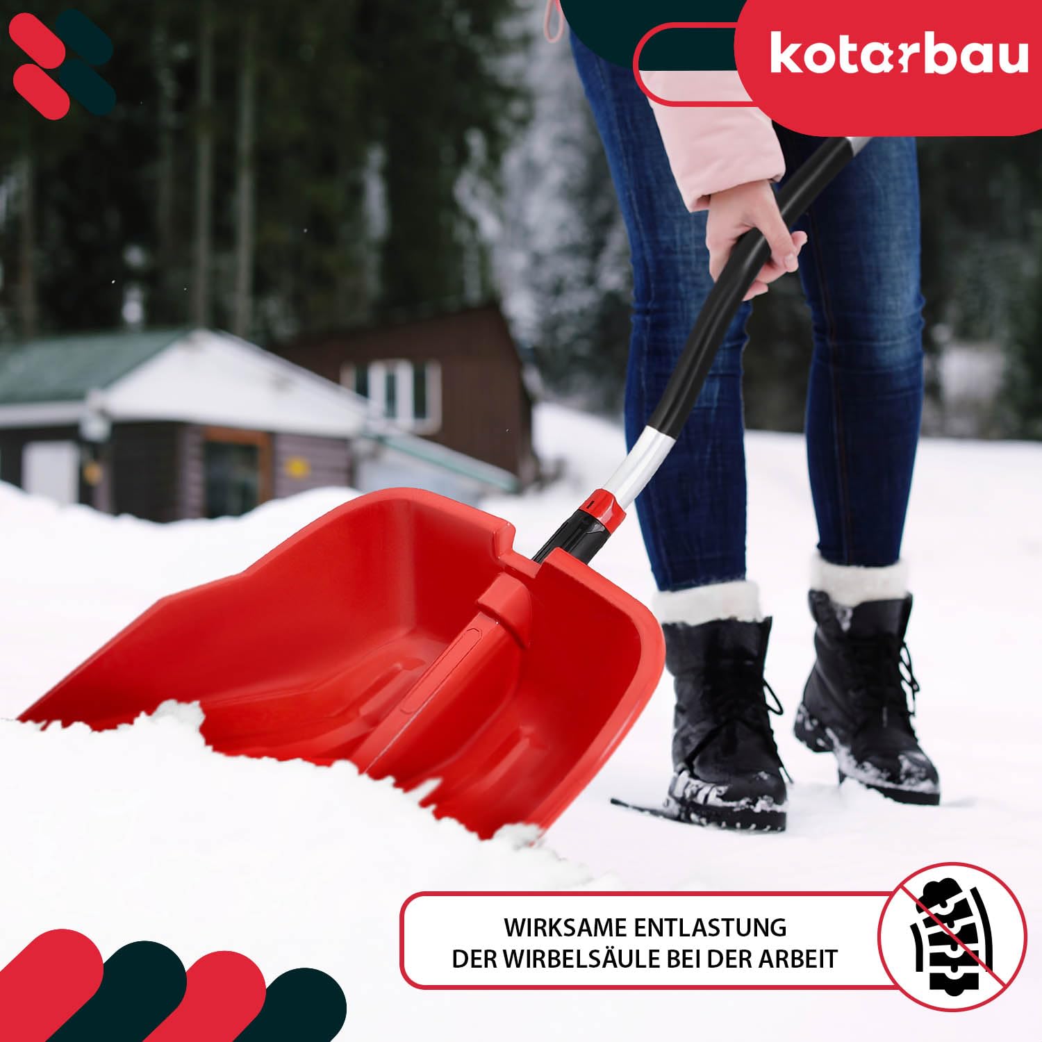 KOTARBAU® Set Schneeschaufel mit Aluminiumstiel 144 cm Eisschaber 119 x 20 cm + Handschuhe warm Schneeschieber Schneeschaufel Auto Stoßscharre mit Stiel Schaufel mit Stiel