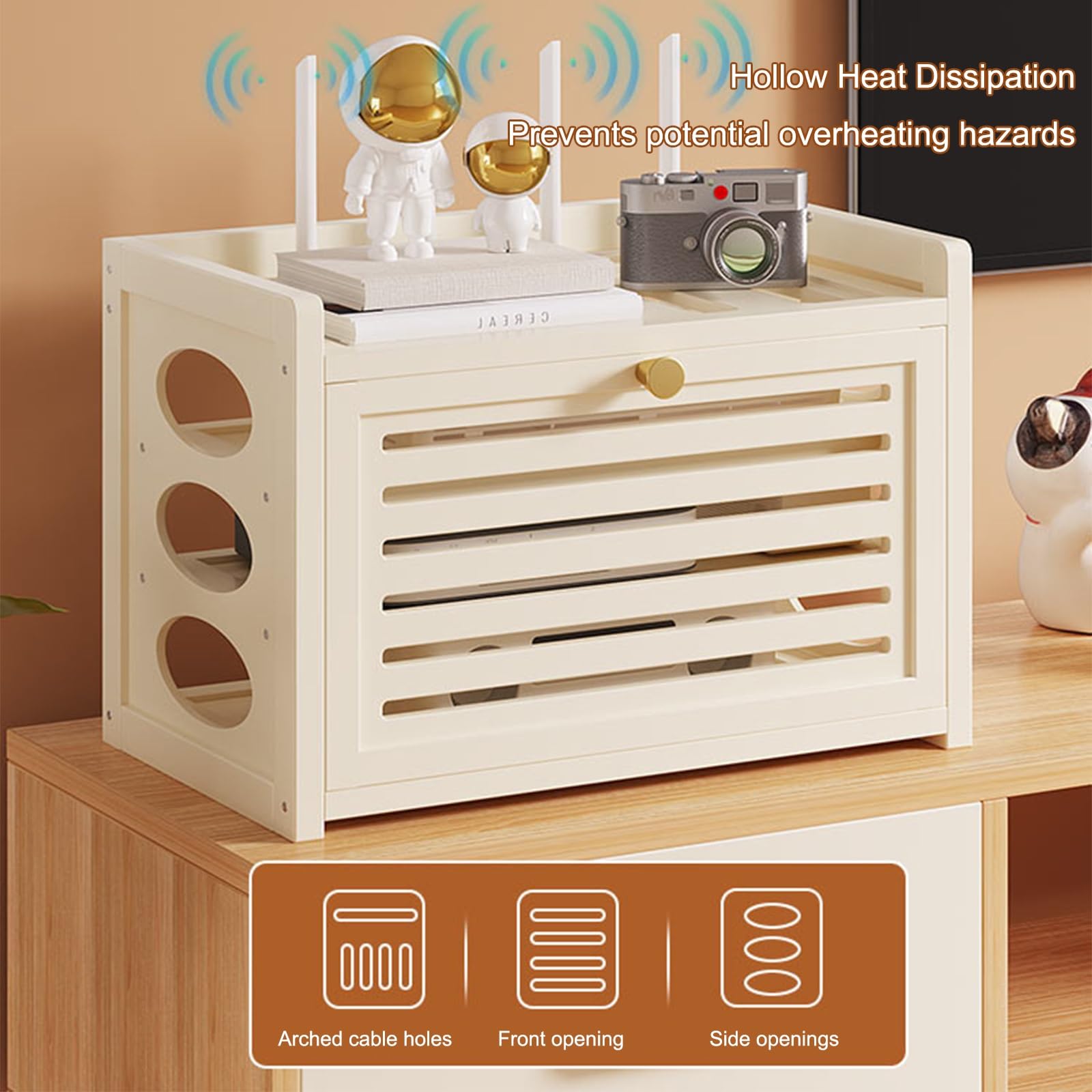 Mensola per router e proiettore in legno massello, per modem e ciabatta Sto Box con facile assemblaggioPerfetto per uso domestico e in ufficio