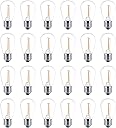 Meconard 24 Pack LED S14 Replacement Light Bulbs, Shatterproof Outdoor 1 Watt to Replace 11Watts String Incandescent Bulb, E26 Regular Medium Screw Base, 2200K Warm White, Non-Dimmable