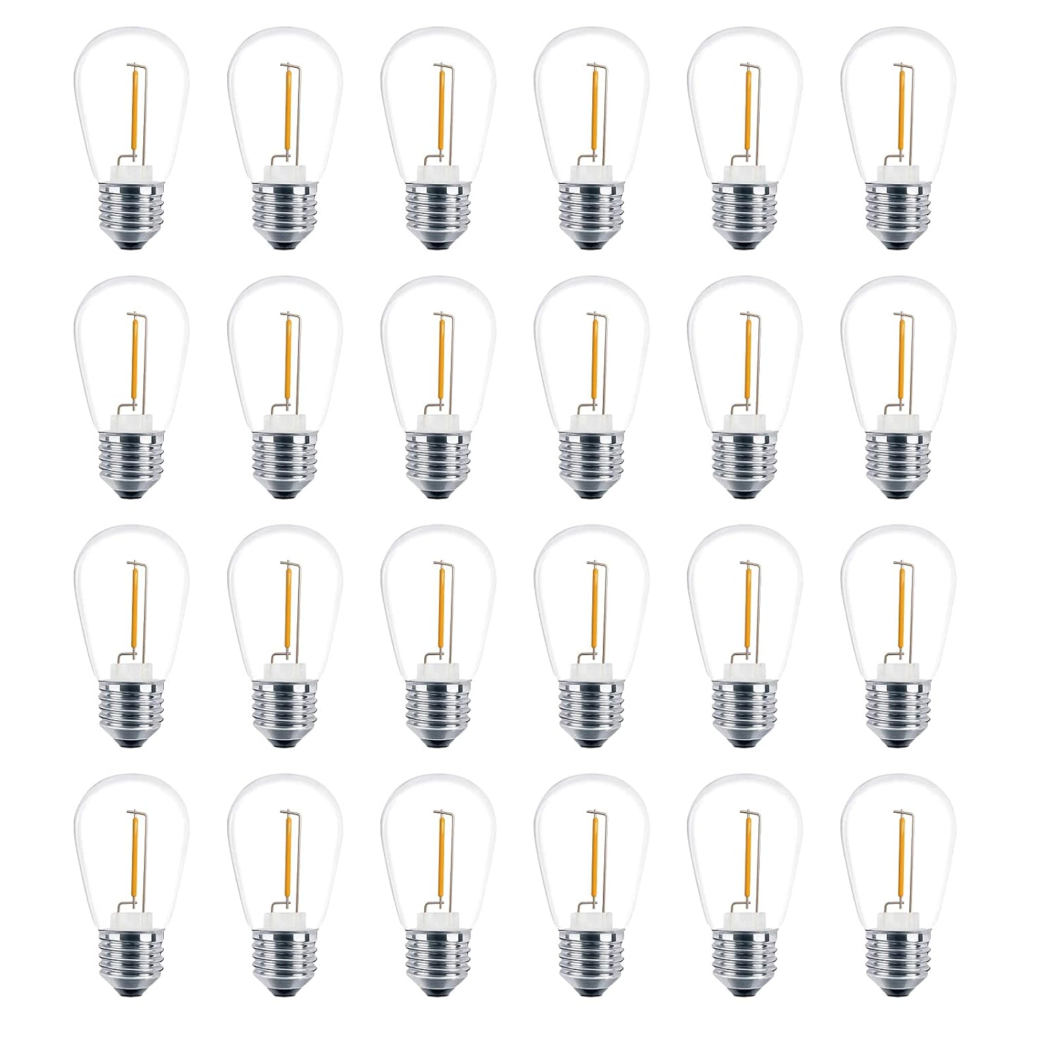 Meconard 24 Pack LED S14 Replacement Light Bulbs Shatterproof Outdoor 1 Watt to Replace 11Watts String Incandescent Bulb