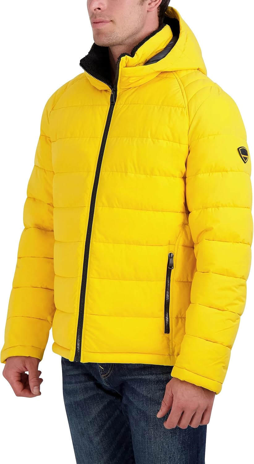 HFX Men's Lightweight Puffer Jacket with Hood, Water and Wind Resistant - Image 2