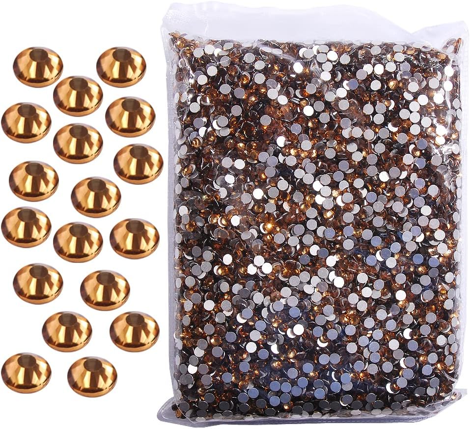 Hisenlee 14400PCS Rhinestone SS3-SS20 Crystal Gems 9 Sizes Wholesale Nail Art Rhinestone Flatback Round Glass Diamond for Crafts (SS20, Crystal Yellow)