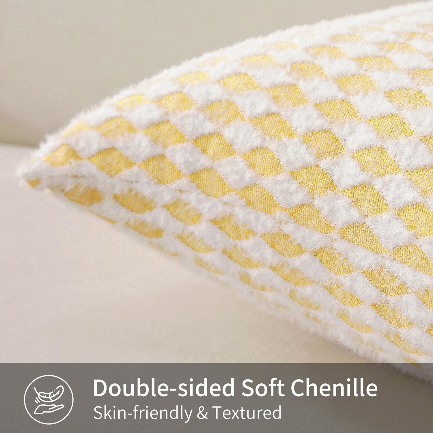 Decorative Throw Pillow Covers 24x24 Inch Set of 2,Boho Diamond Pillowcase for Couch Pillow Covers Home Decor Living Room Bed,Gold Yellow