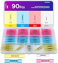 Butt Connector, ANVINKU 90 Pieces Crimp Connectors with Heat Shrink Tube Set, 10-26 AWG Cable Connectors, Waterproof Set, 4 Types of Crimp Connectors, Waterproof, Butt Connector for Car, Boat, Marine