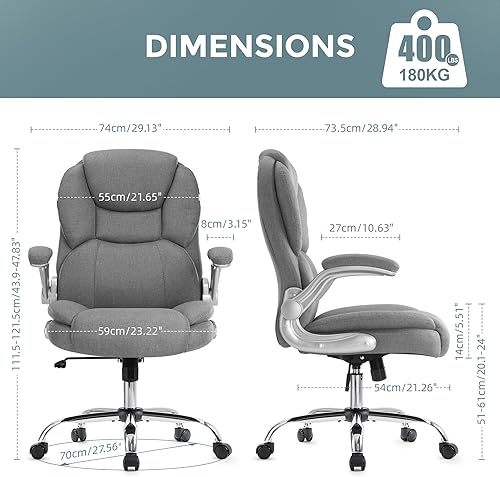 Miniatura 2 de IWMH Silla de oficina ejecutiva, silla ergonómica de escritorio para computadora grande y alta, respaldo alto con reposabrazos abatibles acolchados,