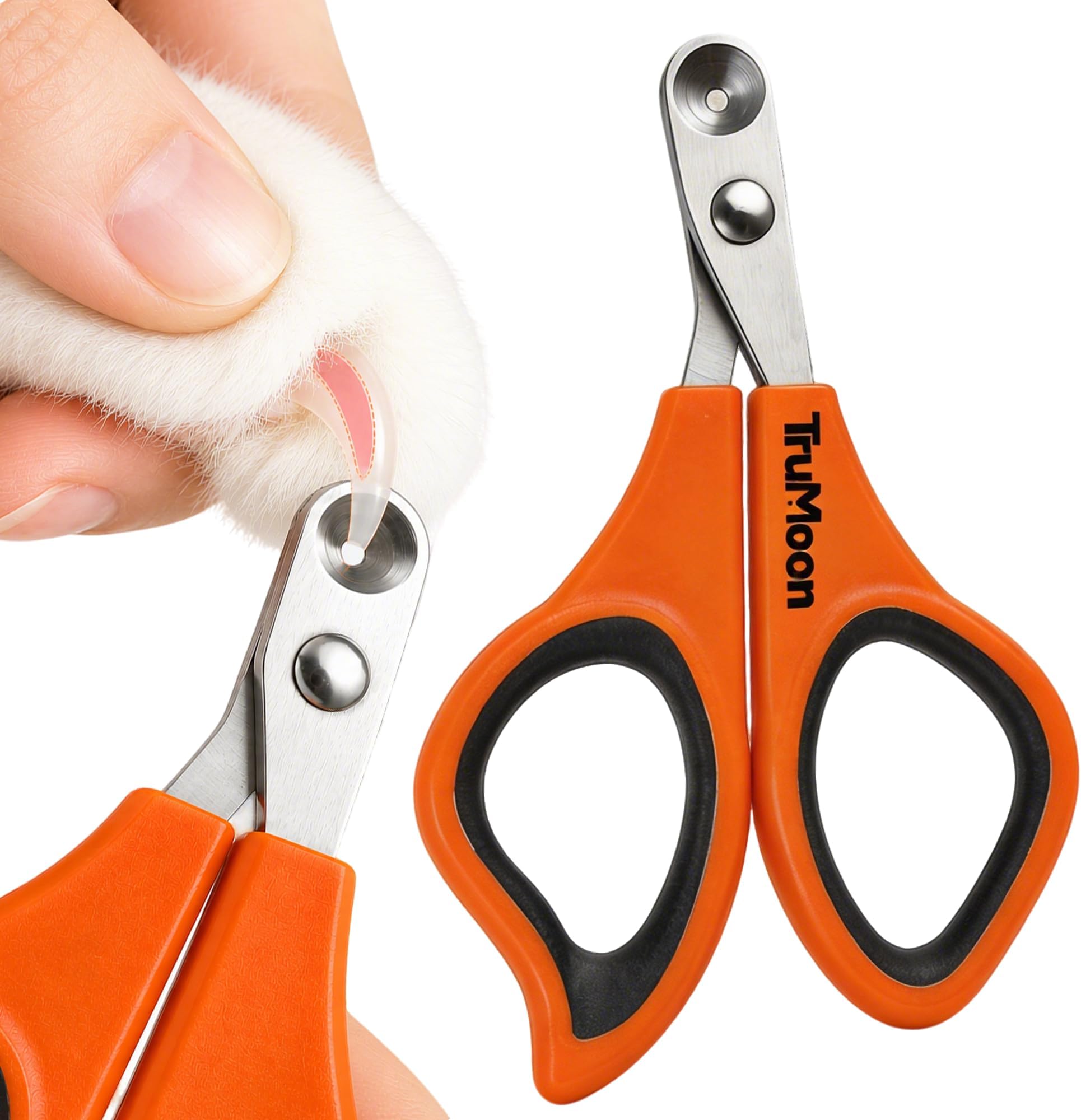 Trumoon Cat Nail Clippers with Safety Guard - Safe 2mm Circular Hole to Avoid Overcutting,420 Stainless Steel Grooming Tool for Long-Haired, Anxious, or Wiggly Cats, First-Time Trimmers