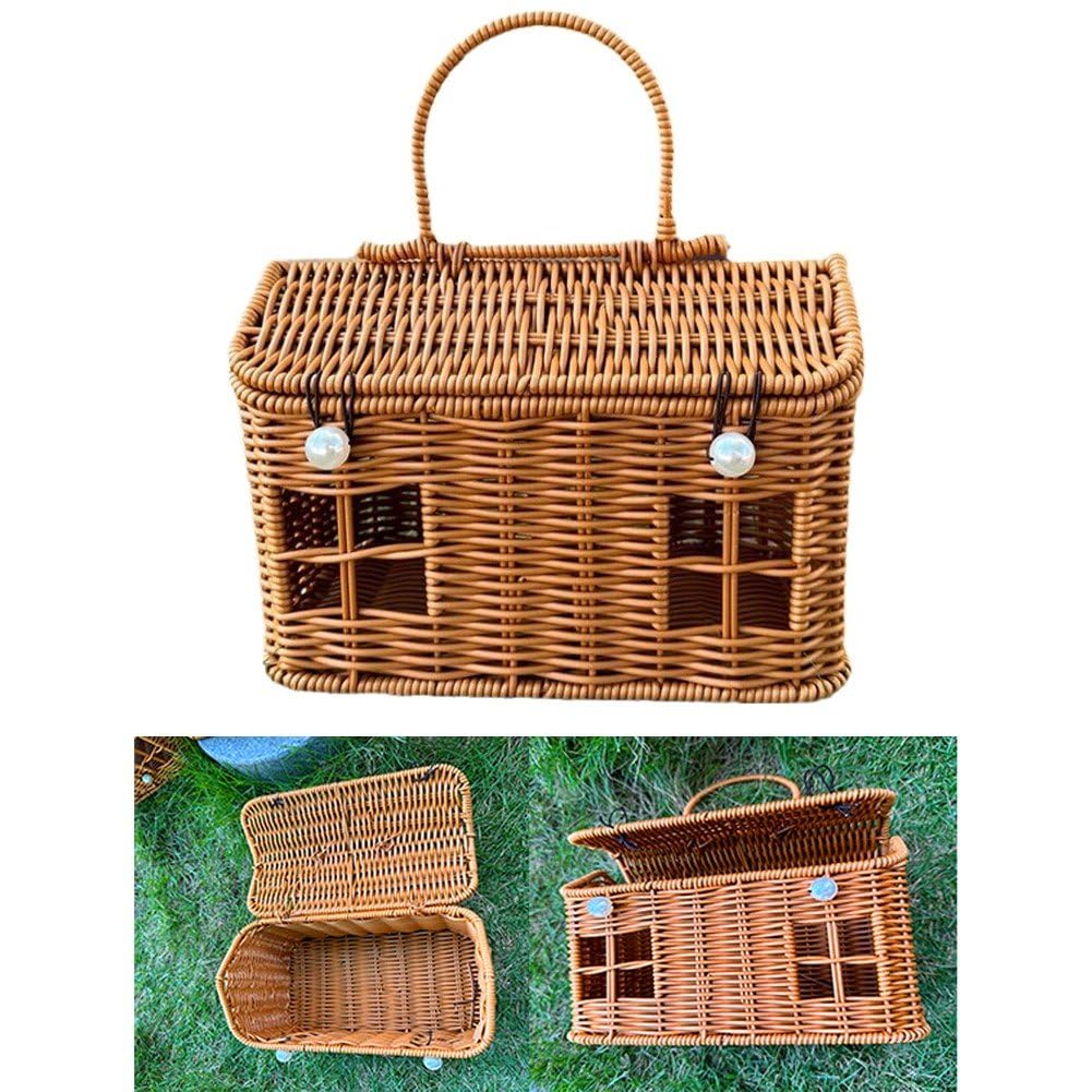 en Osier Tissé À Main avec Poignée, Panier De Pique-Nique en Rotin, Panier De Stockage des Aliments, Cadeau, À Main pour Vacances À Plage,