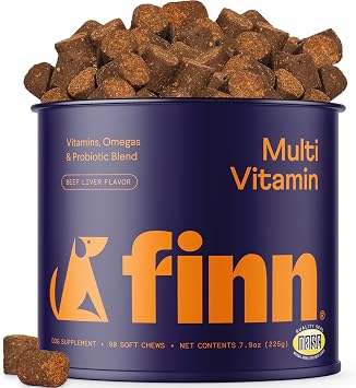Finn All-in-1 Daily Multivitamin for Dogs - Probiotics & Omegas - 90 Ct | Glucosamine, Essential Vitamins & Minerals - NASC Certified - Vet-Formulated - All Ages & Breeds