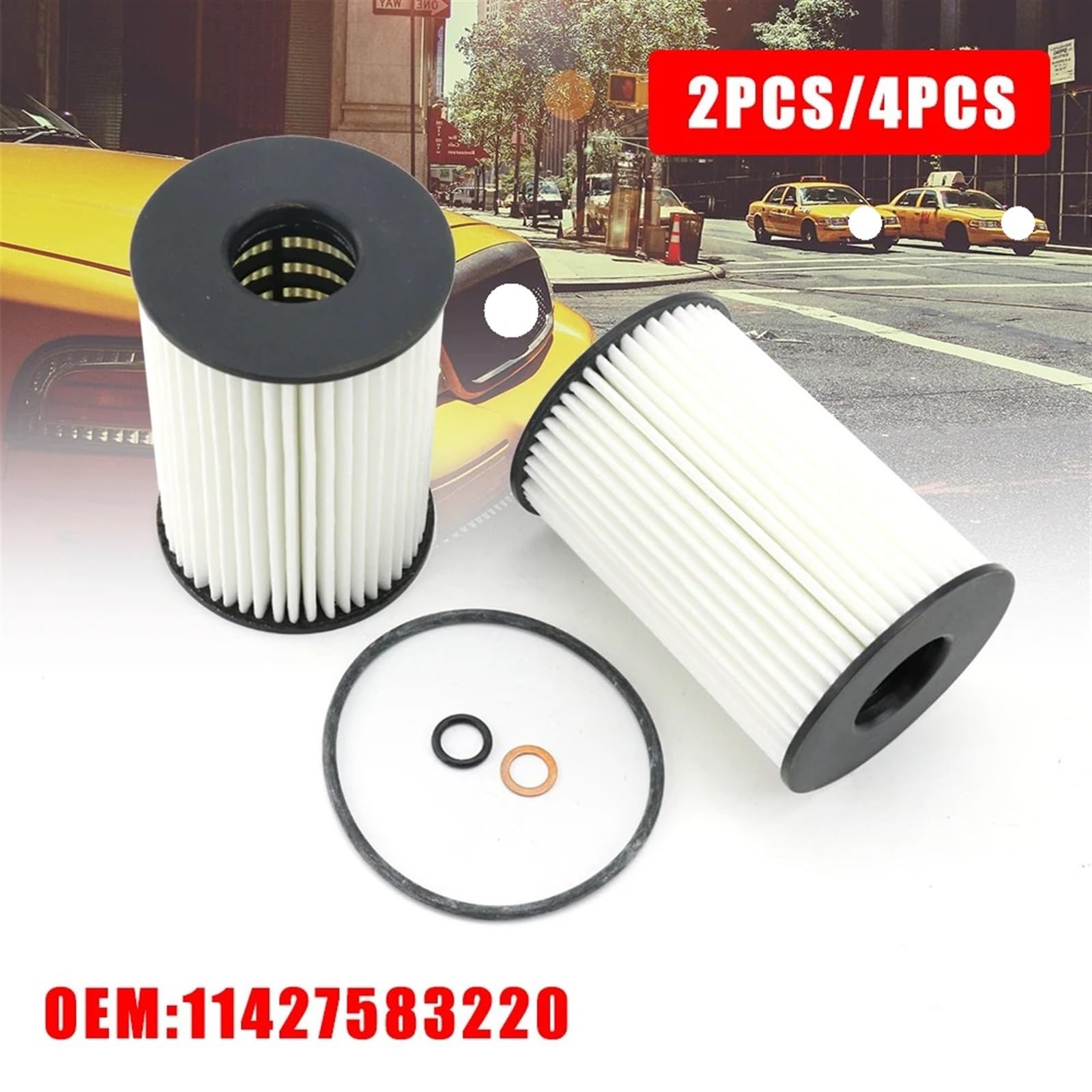 MOTOHIRO 2 uds 4 Uds 11427583220 Filtro de Aceite del automóvil 11427600089 11427848321 for M6 X5 E70 F10 F12 F13 F12 F13 F06 X5M X6M N63 N74 Filtros de Aceite para vehículos (Size : 4PCS)