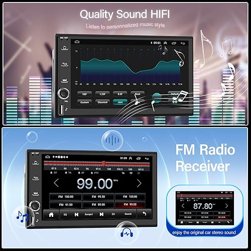 Miniatura 6 de Actualización Radio de coche doble DIN 2+32G compatible con CarPlay inalámbrico, Android Auto inalámbrico con pantalla táctil IPS de 7 pulgadas,