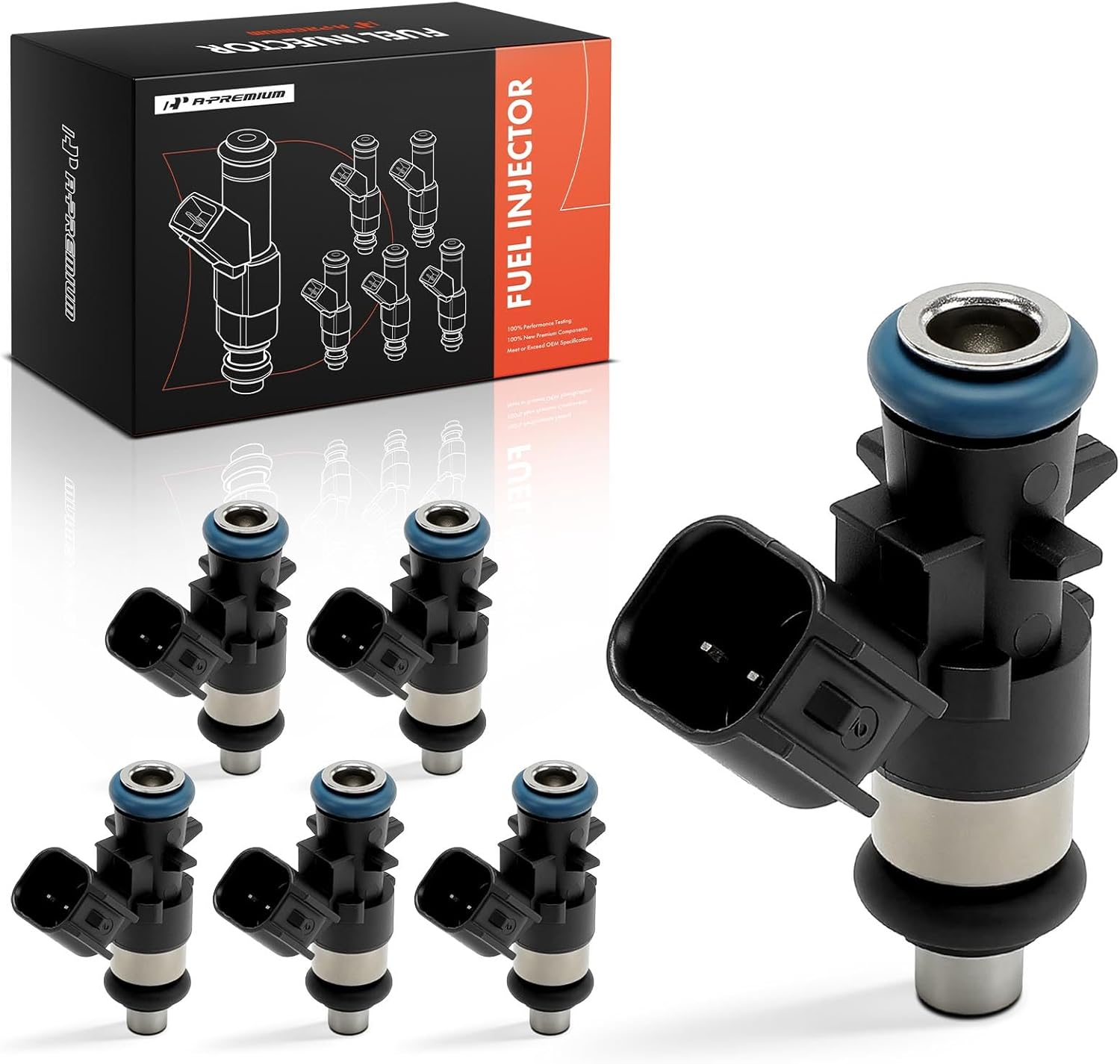 A-Premium 4 Holes Set of 6 Fuel Injectors Compatible with Jeep KL Series Cherokee 2018 2019 2020 3.2L, Replace# 0280158690