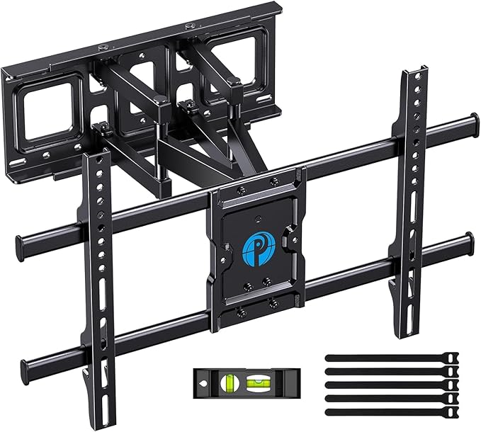 Pipishell Support mural TV articulé 37–84" — double bras, pivot/inclinaison/rotation, jusqu'à 132 lbs, VESA 600x400, montants 12"–16"