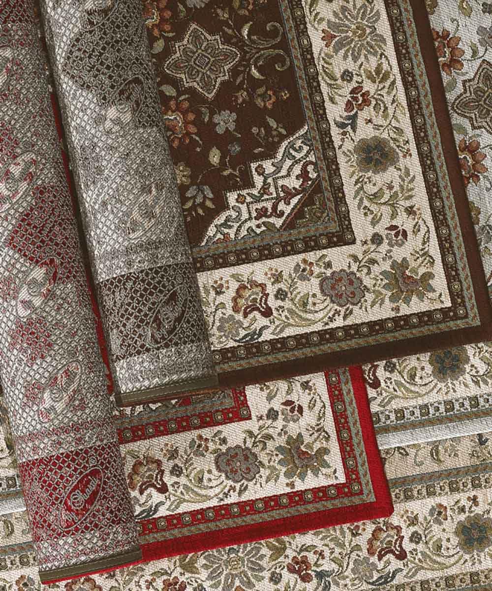 TABRIZ Lot de 2 tapis orientaux classiques Taupe en chenille multi-usages lavables antidérapants 65 x 110 cm