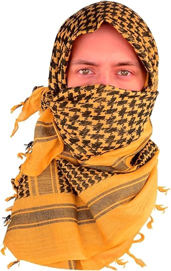 Cotton Shemagh Keffiyeh Scarf Lightweight Tactical Desert Head Neck Wrap, Sun Protection Outdoor Scarf for Summer Hiking