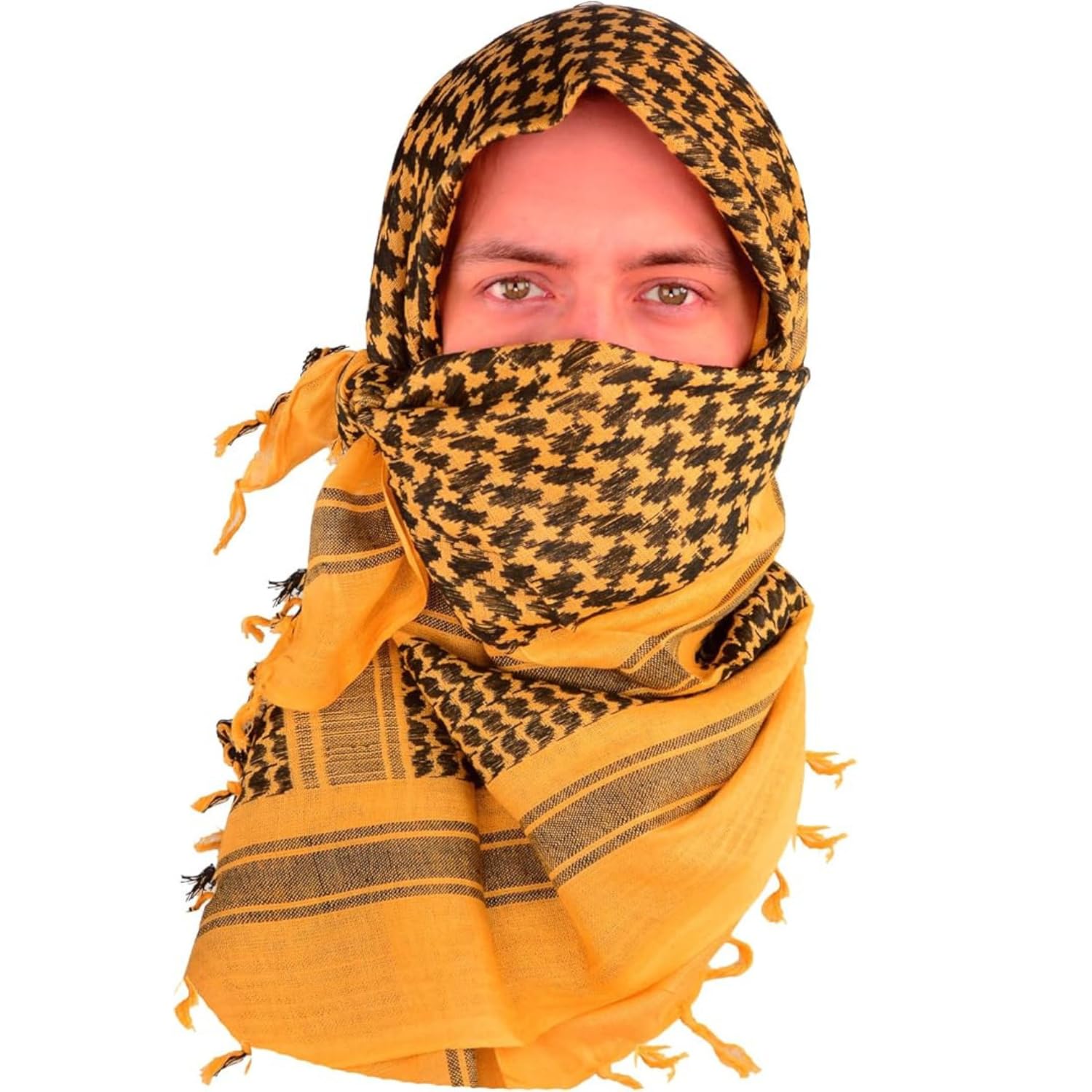 Cotton Shemagh Keffiyeh Scarf – Lightweight Tactical Desert Head Neck Wrap, Sun Protection Outdoor Scarf for Summer Hiking