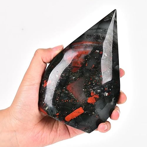 Miniatura 2 de Torre de varita de cuarzo en forma de gota de cristal curativo de piedra de sangre africana, 1.1-1.5 libras